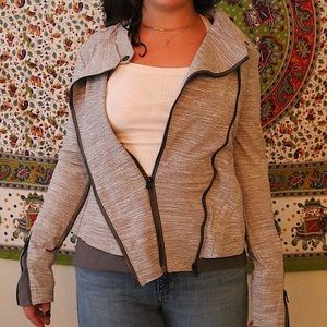 Lululemon Heathered Gray Peplum Riding Activewear Jacket
